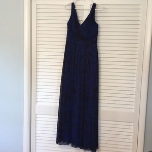 evening gown with pleated bodice detailing